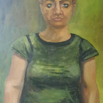 Portrait einer Frau, alles in Grüntönen gehalten