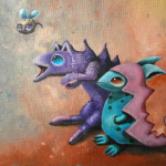 zwei süße Monster und eine Biene